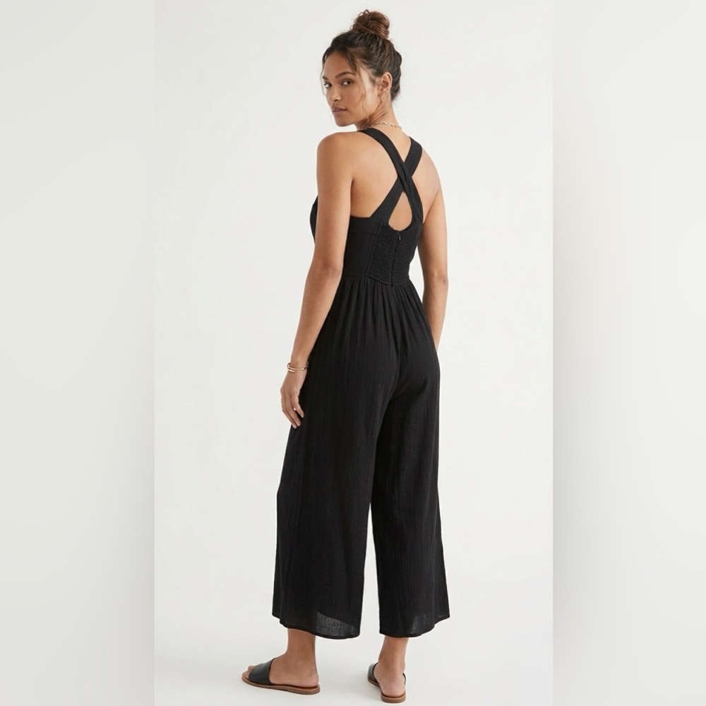 Anthropologie Black Cross-Back Wide-Leg Jumpsuit
